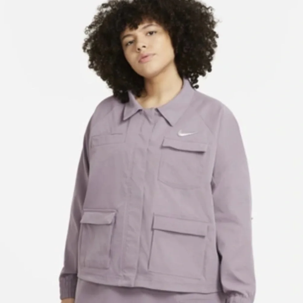 Nike Swoosh Woven Jacket Shacket in Purple Smoke